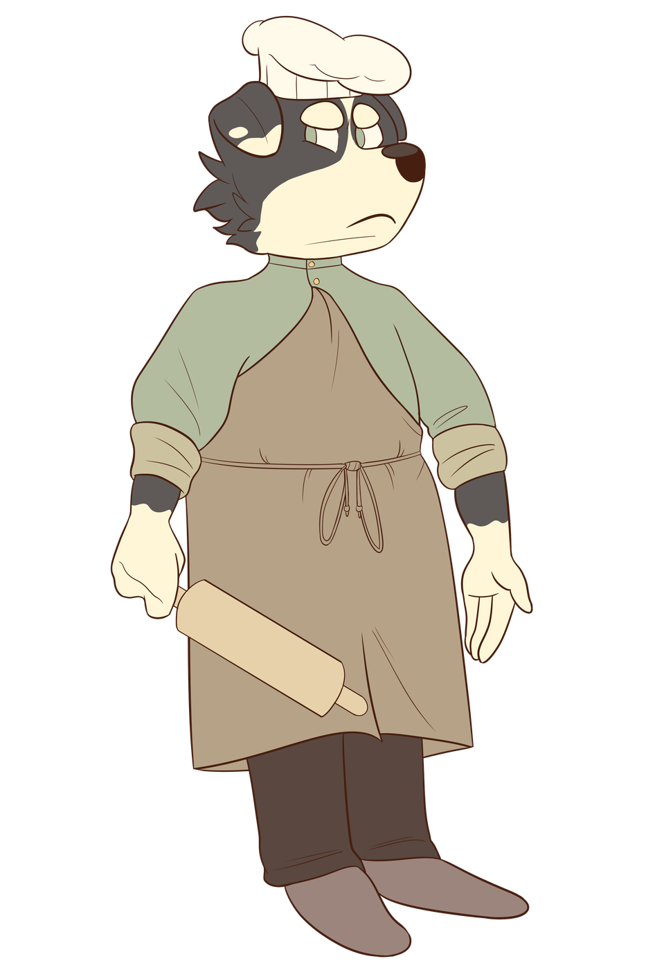 Baker, a gruff Victorian bread-maker in an apron and cap, holding a rolling pin.